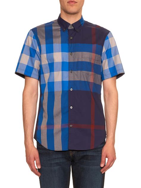 BURBERRY Brit Men's Sky Blue Fred Woven Short Sleeve 